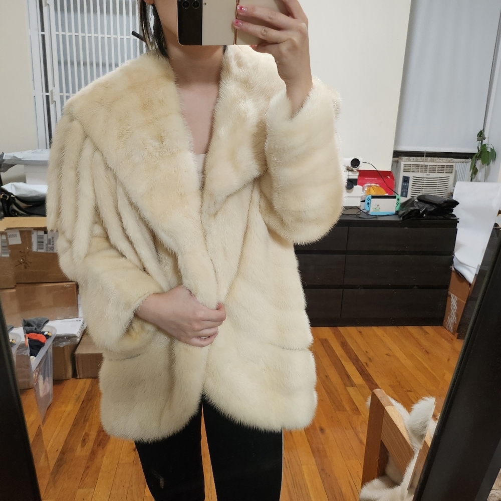 Genuine white mink coat